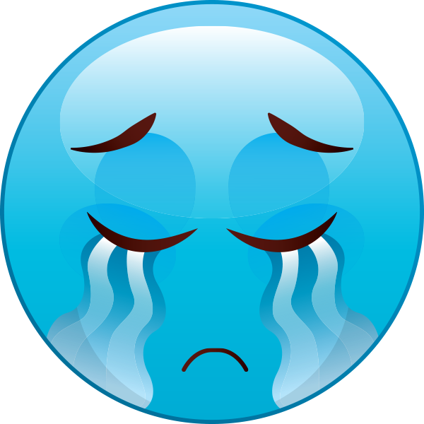 Плачущий смайлик голубой