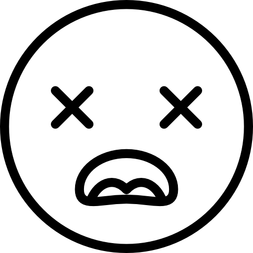 Грустный смайлик с крестиками вместо глаз