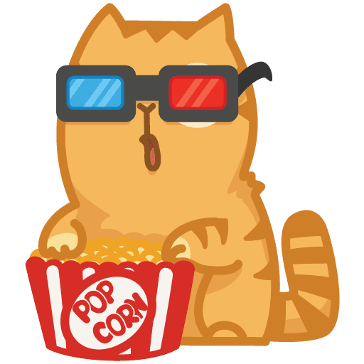 Кот персик с попкорном