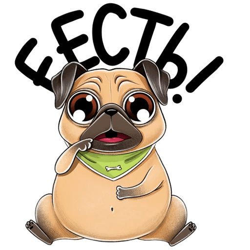 Стикеры Мопс Pug Power
