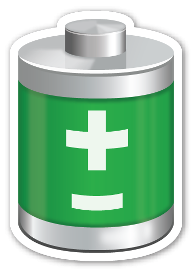 ЭМОДЖИ батарейка на белом фоне