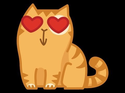 Котик с сердечками в глазах
