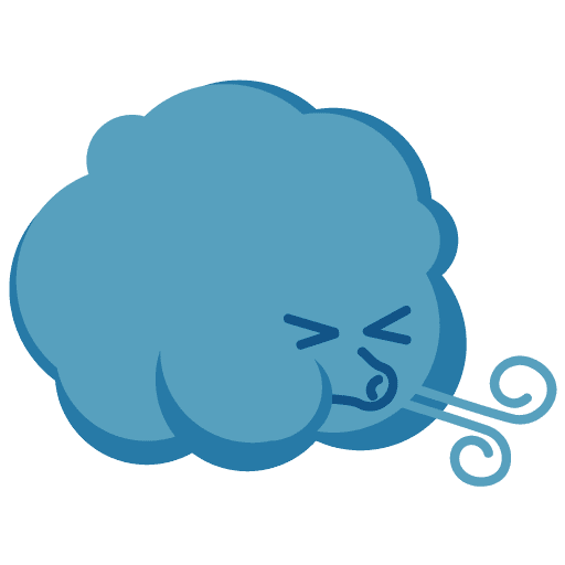 Смайлик дует ветер