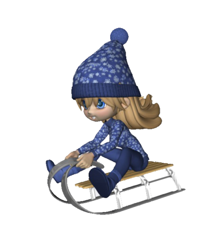 Дети на санках на прозрачном фоне