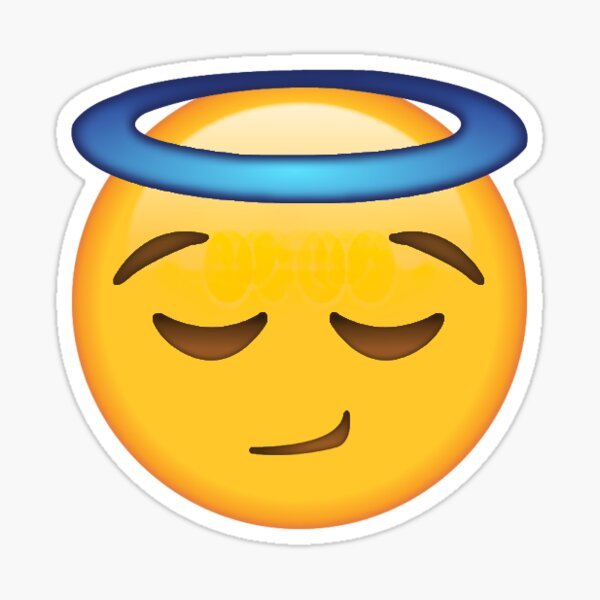 Смайлик с нимбом на голове