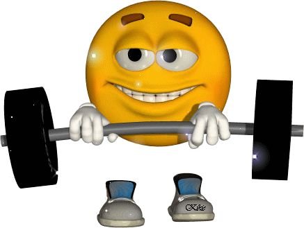 Смайлик с гантелями