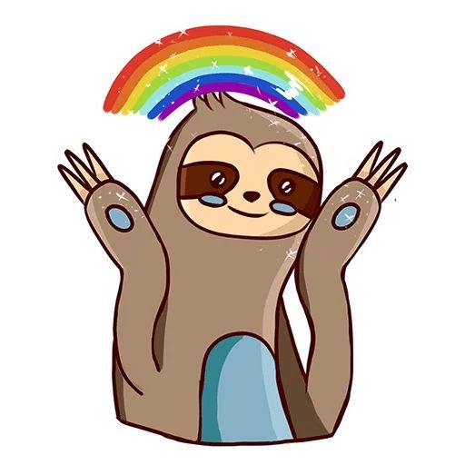 Ленивец на белом фоне