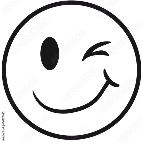 Подмигивающий смайлик контур