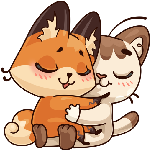 Стикеры кот и лиса