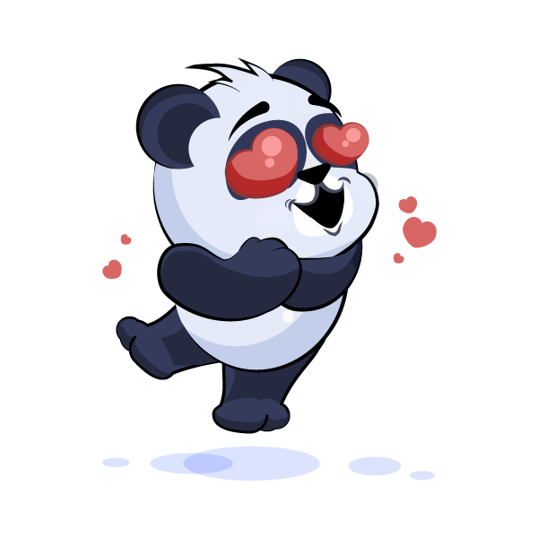 Смайлик Панда с сердечком