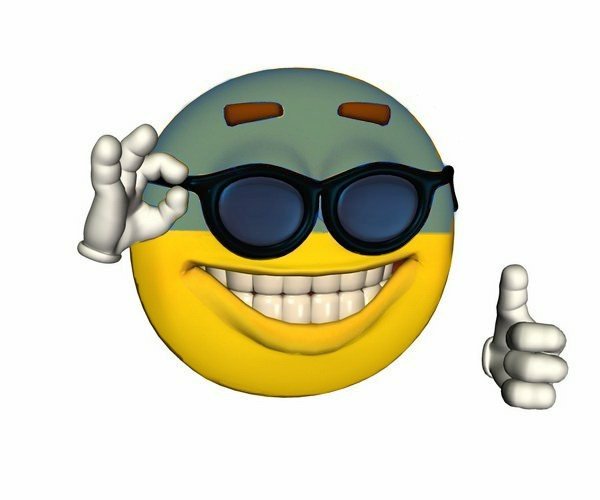 Смайлик в очках показывает лайк