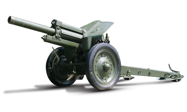 Д30 гаубица на белом фоне сбоку