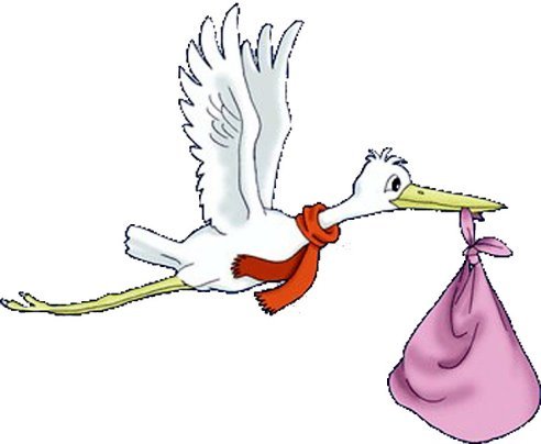 Анимация Аист несет ребенка