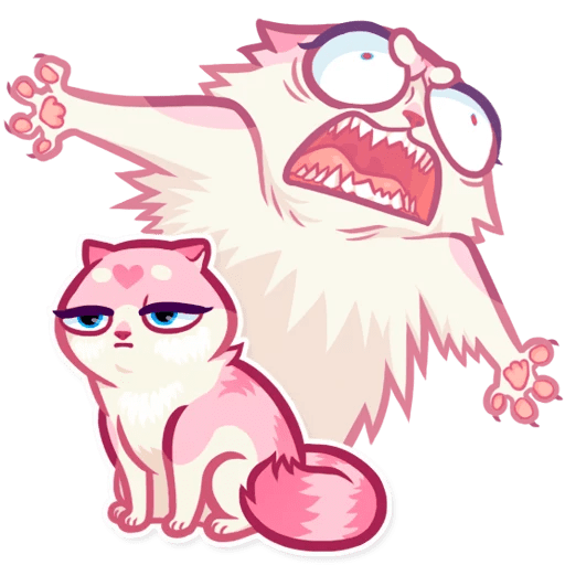 Стикер розовая кошка