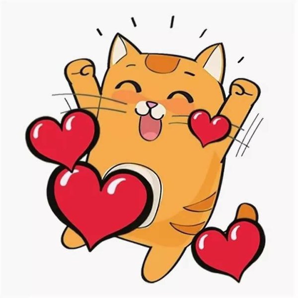 Стикер кот с сердечком