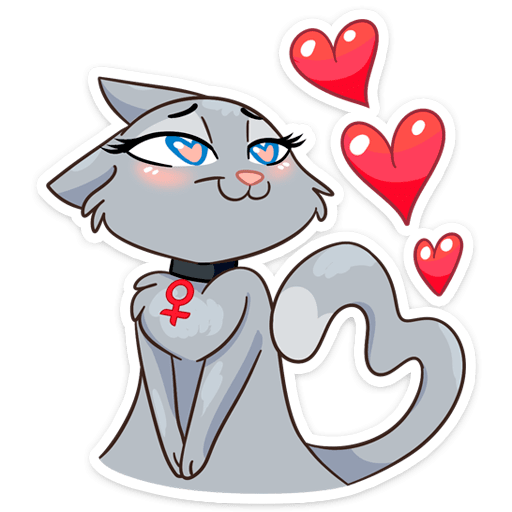 Стикер кот с сердечком