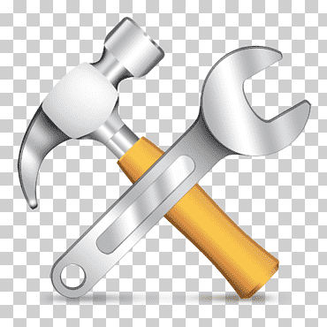 Молоток и гаечный ключ без фона