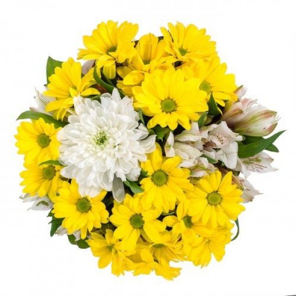 Букет из хризантем одноголовой и альстромерий