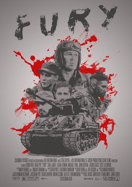 Fury 2014 Art movie poster