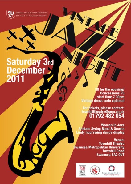 Играет джаз винтажный плакат