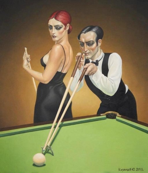 Картина "игра в бильярд"Каролюс Жан