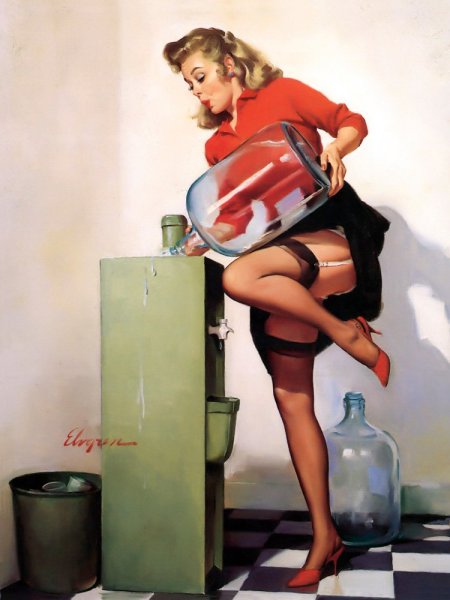 Gil Elvgren девушка на кухне