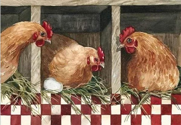 Винтажные ткани с курами и петухами