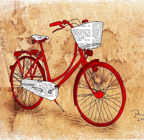 Велосипед красный на прозрачном фоне