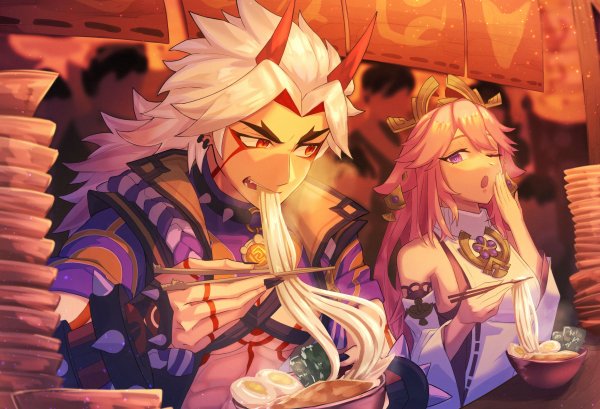 Райден и Яэ Мико Геншин