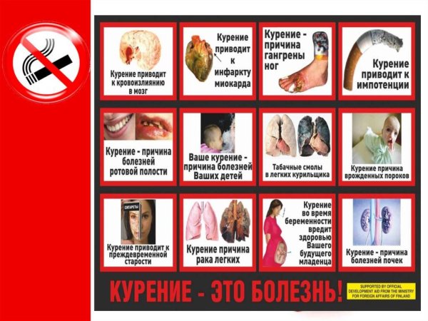 Стенд о вреде табакокурения