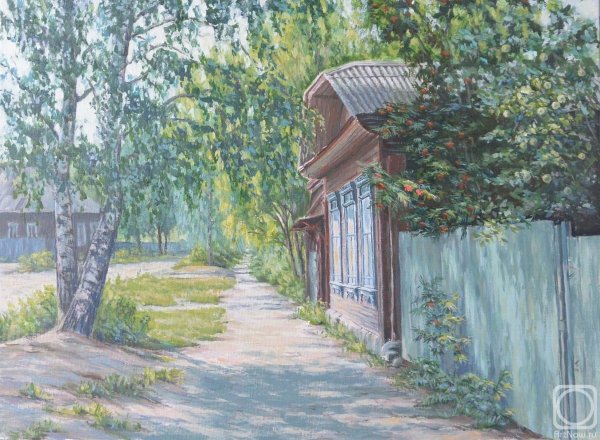 Перспектива деревенской улицы карандашом