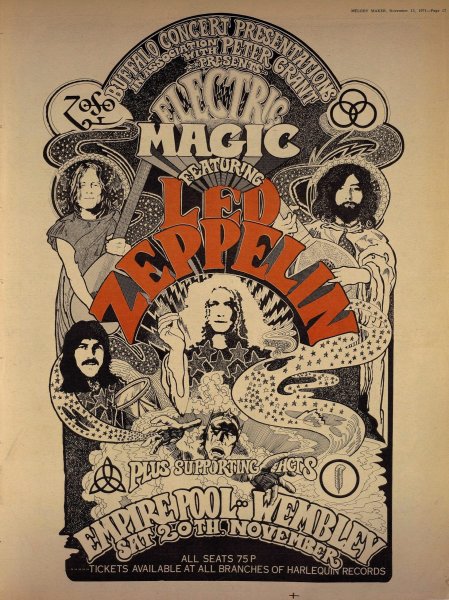 Led Zeppelin плакат старый