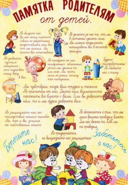 Памятка родителям от детей