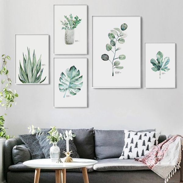 Зеленые постеры в интерьере