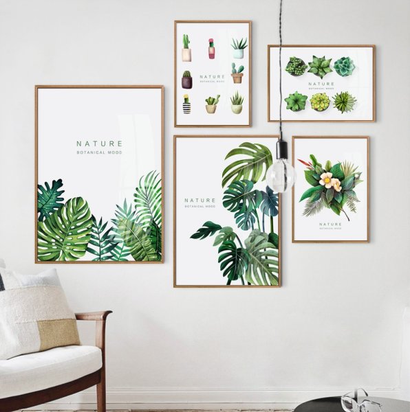 Постеры в скандинавском стиле листья