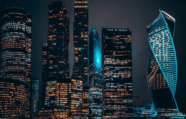 Москоу Сити ночью