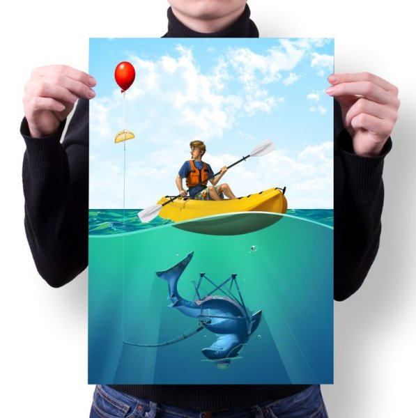 Постер рыбалка стильный