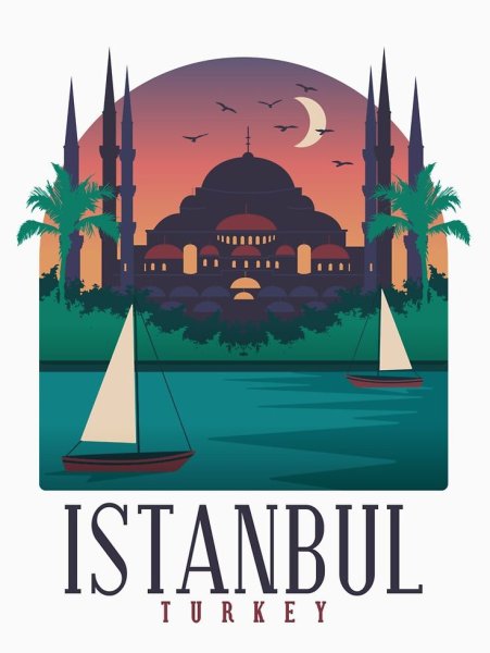 Винтажные постеры путешествия Стамбул
