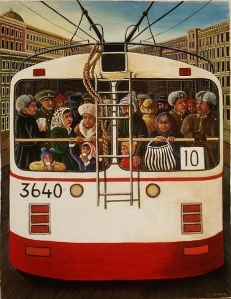 Трамваи в Лиссабоне вышивка
