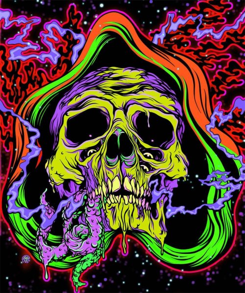 Скелет на черном фоне арт