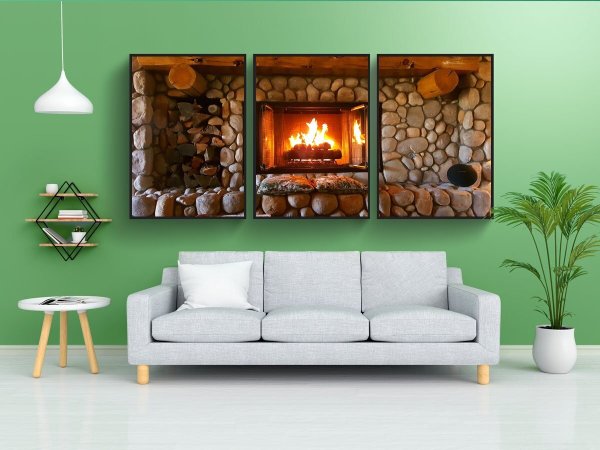 Огонь в камине живопись