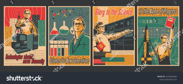 Ретро плакат ученых