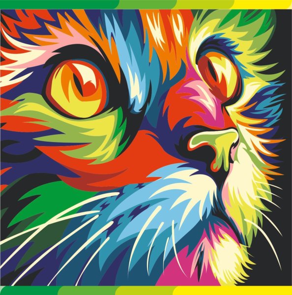 Артвентура картина по номерам "Радужный кот" 16.5x13 см