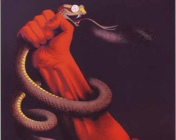 Японская гравюра змея