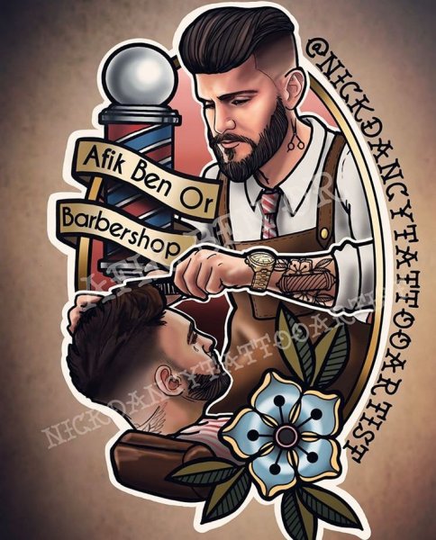 Наклейки в стиле барбершоп