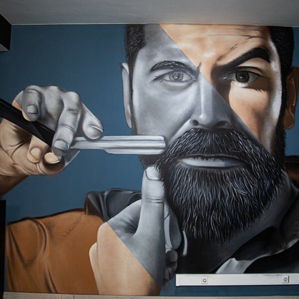 Мужчина с бородой арт для барбершопа