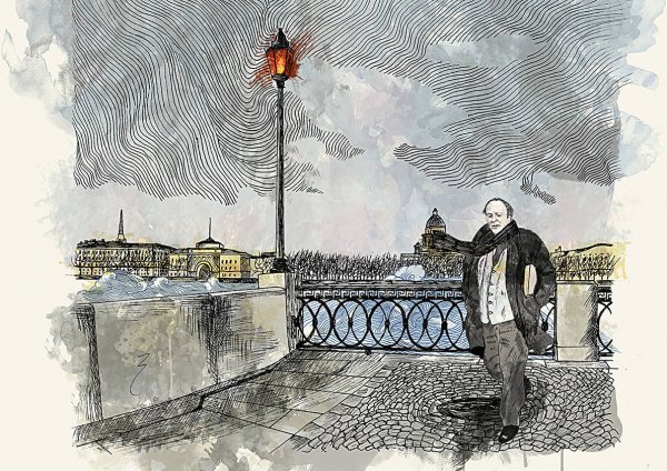 Иосиф Бродский акварель