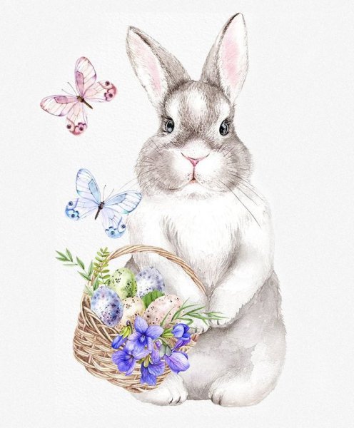 Пасхальный кролик акварель
