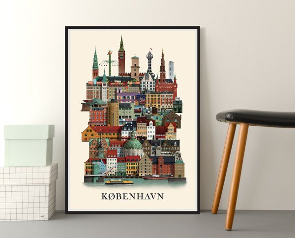 Плакат города в иллюстраторе