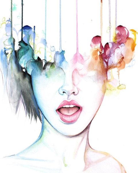 Девушка нарисованная акварелью